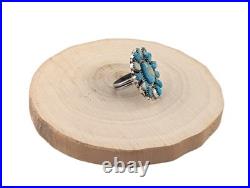 Navajo Ring Women Native American Signed Jewelry Compressed Turquoise Adjustable
