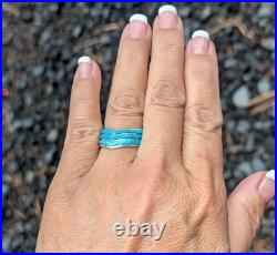 Navajo Ring Women's Native American Handcut Jewelry Kingman Turquoise size 8 US