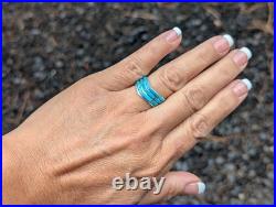 Navajo Ring Women's Native American Handcut Jewelry Kingman Turquoise size 8 US