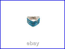 Navajo Ring Women's Native American Handcut Jewelry Kingman Turquoise size 8 US