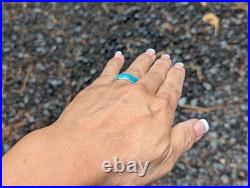 Navajo Ring Women's Native American Handcut Jewelry Kingman Turquoise size 8 US