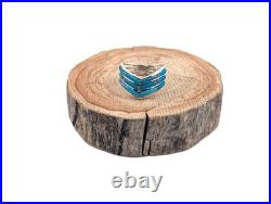 Navajo Ring Women's Native American Handcut Jewelry Kingman Turquoise size 8 US