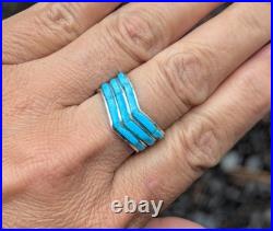Navajo Ring Women's Native American Jewelry NA Natural Turquoise size 9.25 US