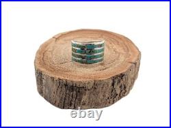 Navajo Ring Women's Native American Jewelry Natural Turquoise Inlay 7.75 US