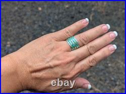 Navajo Ring Women's Native American Jewelry Natural Turquoise Inlay 7.75 US