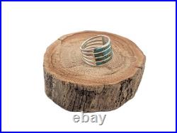 Navajo Ring Women's Native American Jewelry Natural Turquoise Inlay 7.75 US