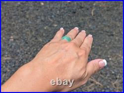 Navajo Ring Women's Native American Jewelry Natural Turquoise Inlay 7.75 US