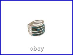 Navajo Ring Women's Native American Jewelry Natural Turquoise Inlay 7.75 US