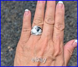 Navajo Ring Women's Native American Jewelry White Buffalo Turquoise 7.75 US