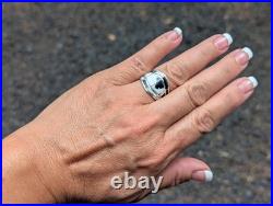 Navajo Ring Women's Native American Jewelry White Buffalo Turquoise 7.75 US