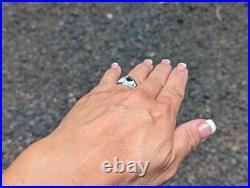 Navajo Ring Women's Native American Jewelry White Buffalo Turquoise 7.75 US