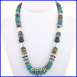 Navajo Rose & Tommy Singer Turquoise Onyx Multi-Gems 21.5 Treasure Necklace