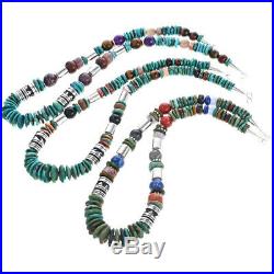 Navajo Rose & Tommy Singer Turquoise Onyx Multi-Gems 21.5 Treasure Necklace