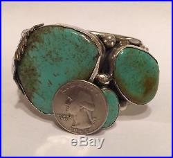 Navajo Royston Turquoise Sterling Silver Bracelet signed DC Denet Clark Vintage