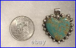 Navajo Royston Turquoise Sterling Silver Heart Pendant