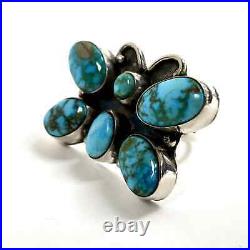 Navajo Sheila Becenti Signed Sterling Silver Turquoise Butterfly Ring Size 9