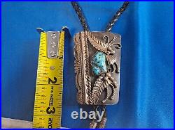 Navajo Signed A. Benally, Sterling Silver 925 Turquoise Bolo Navajo Signed A. Benally, Sterling Silver 925 Turquoise Bolo