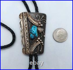 Navajo Signed A. Benally, Sterling Silver 925 Turquoise Bolo Navajo Signed A. Benally, Sterling Silver 925 Turquoise Bolo