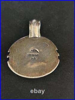 Navajo Signed Sterling Silver and Turquoise Large Pendant