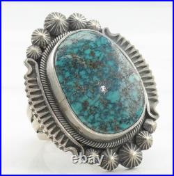 Navajo Silver Ring Turquoise Spiderweb Sterling Blue Size 8 3/4 Navajo Silver Ring Turquoise Spiderweb Sterling Blue Size 8 3/4