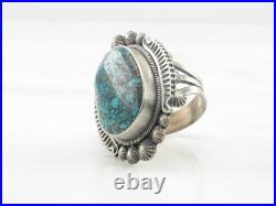 Navajo Silver Ring Turquoise Spiderweb Sterling Blue Size 8 3/4 Navajo Silver Ring Turquoise Spiderweb Sterling Blue Size 8 3/4