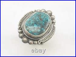 Navajo Silver Ring Turquoise Spiderweb Sterling Blue Size 8 3/4 Navajo Silver Ring Turquoise Spiderweb Sterling Blue Size 8 3/4