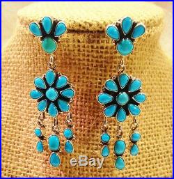Navajo Sleeping Beauty Turquoise Cluster Earrings Sterling by Emma Lincoln (d)