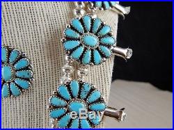 Navajo Squash Blossom with Earrings Sterling Silver & Turquoise Zeita Begay