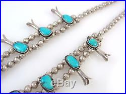 Navajo Sterling Silver & Blue Turquoise Squash Blossom Necklace KEITH JAMES RS