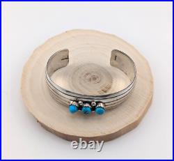Navajo Sterling Silver Cuff Bracelet Kingman Turquoise Handmade Jewelry Sz 7in Navajo Sterling Silver Cuff Bracelet Kingman Turquoise Handmade Jewelry Sz 7in