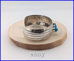 Navajo Sterling Silver Cuff Bracelet Kingman Turquoise Handmade Jewelry Sz 7in Navajo Sterling Silver Cuff Bracelet Kingman Turquoise Handmade Jewelry Sz 7in