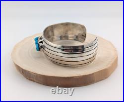 Navajo Sterling Silver Cuff Bracelet Kingman Turquoise Handmade Jewelry Sz 7in Navajo Sterling Silver Cuff Bracelet Kingman Turquoise Handmade Jewelry Sz 7in