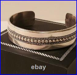 Navajo Sterling Silver Cuff Bracelet by Ron Yazzie Small Wrist Bangle 35 Grams