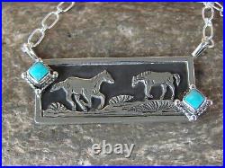 Navajo Sterling Silver Horse & Turquoise Link Necklace by Delgarito