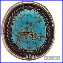 Navajo Sterling Silver Native American highgrade Kingman Turquoise Ring Sz7