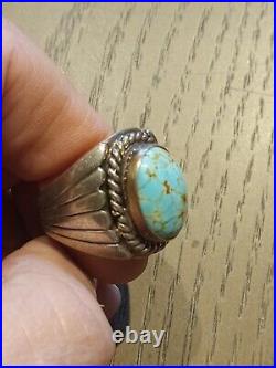 Navajo Sterling Silver Oval Royston Turquoise Ring Size 8 1/4 8.25
