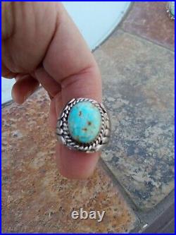 Navajo Sterling Silver Oval Royston Turquoise Ring Size 8 1/4 8.25