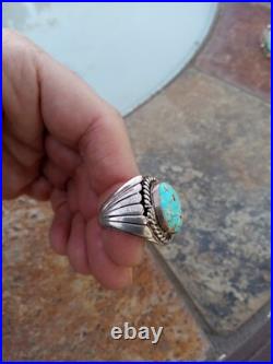 Navajo Sterling Silver Oval Royston Turquoise Ring Size 8 1/4 8.25