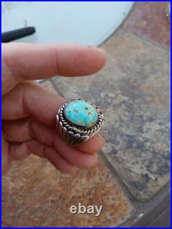 Navajo Sterling Silver Oval Royston Turquoise Ring Size 8 1/4 8.25