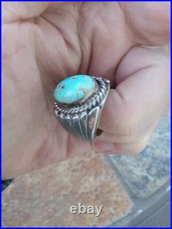 Navajo Sterling Silver Oval Royston Turquoise Ring Size 8 1/4 8.25