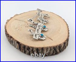 Navajo Sterling Silver Pin Jewelry, Horse-drawn 3D Turquoise Southwest Jewelry Navajo Sterling Silver Pin Jewelry, Horse-drawn 3D Turquoise Southwest Jewelry