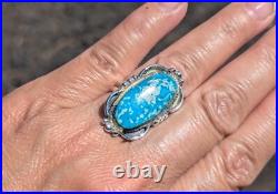 Navajo Sterling Silver Ring Turquoise Native American Jewelry Size 7.5