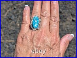Navajo Sterling Silver Ring Turquoise Native American Jewelry Size 7.5