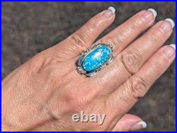 Navajo Sterling Silver Ring Turquoise Native American Jewelry Size 7.5