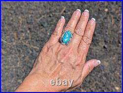 Navajo Sterling Silver Ring Turquoise Native American Jewelry Size 7.5