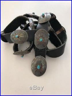 Navajo Sterling Silver Spider Web Turquoise 40 Belt Buckle + 14 CONCHOS CONCHO