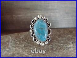 Navajo Sterling Silver Turquoise Adjustable Ring Size 8 to 11 Albert Cleveland