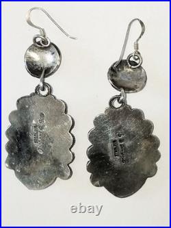 Navajo Sterling Silver & Turquoise Button Concho Dangle EarringsRichard C. Jim