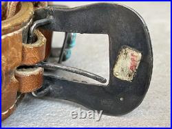 Navajo Sterling Silver Turquoise Heirloom Ranger Buckle Set With Belt Native VTG