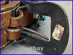 Navajo Sterling Silver Turquoise Heirloom Ranger Buckle Set With Belt Native VTG